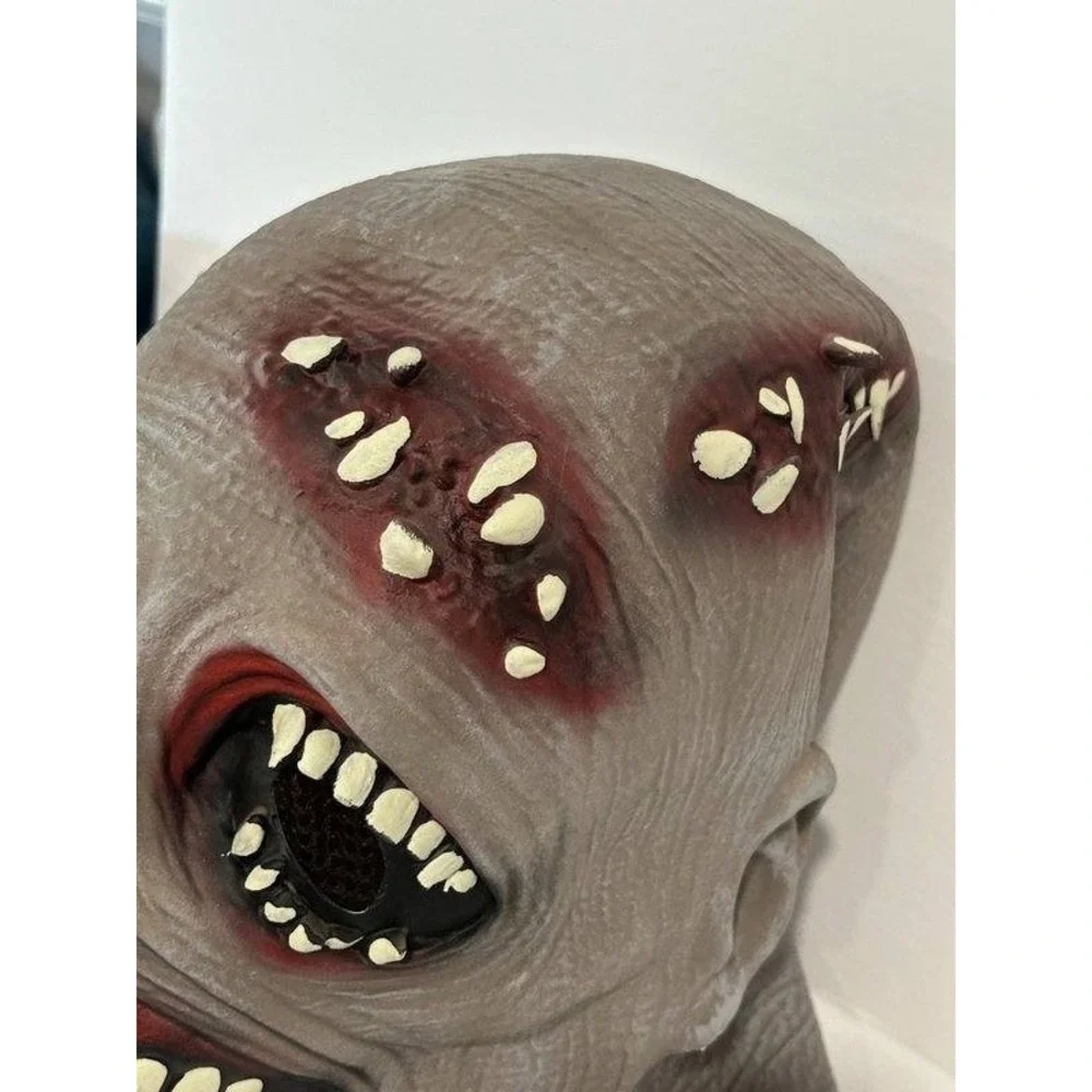 Zombie Monster Rubberized Teeth Gray Blood Costume Mask Adult Size Latex